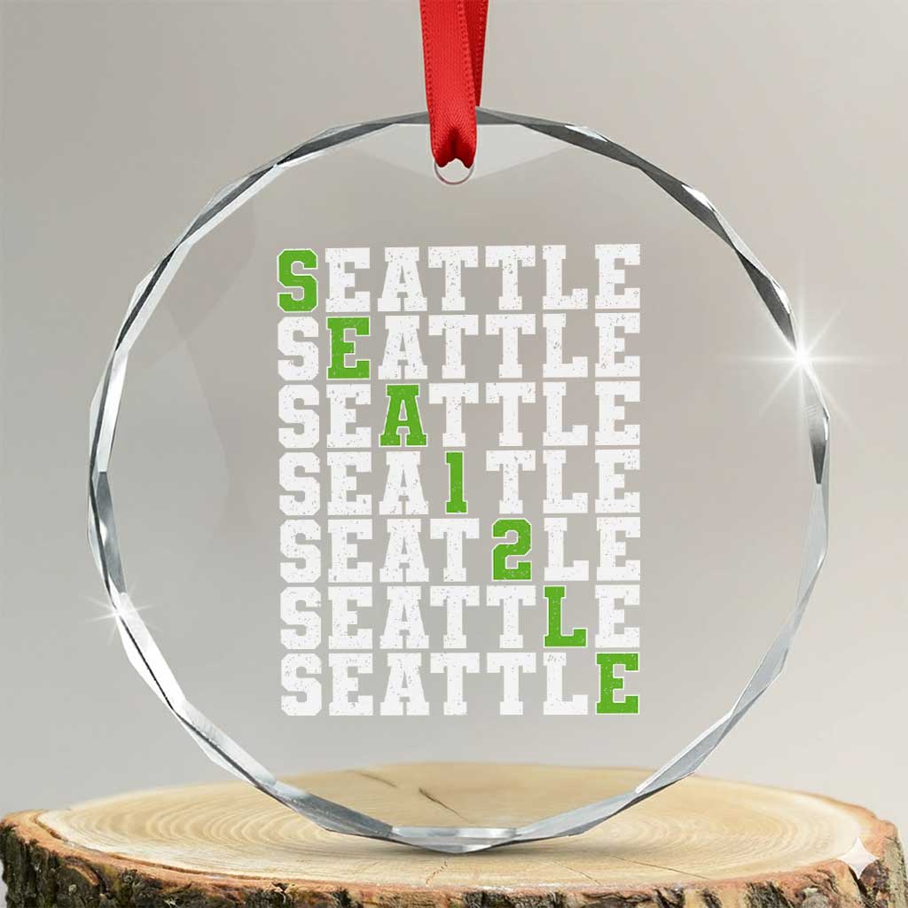 Seattle Fan 12 Athletic Number Crystal Glass Ornament City Football Game Day TS11 Transparent Glass 3'' Circle Print Your Wear