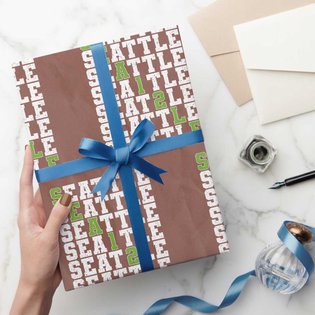 Seattle Fan 12 Athletic Number Wrapping Paper Roll City Football Game Day TS11 Mocha Print Your Wear