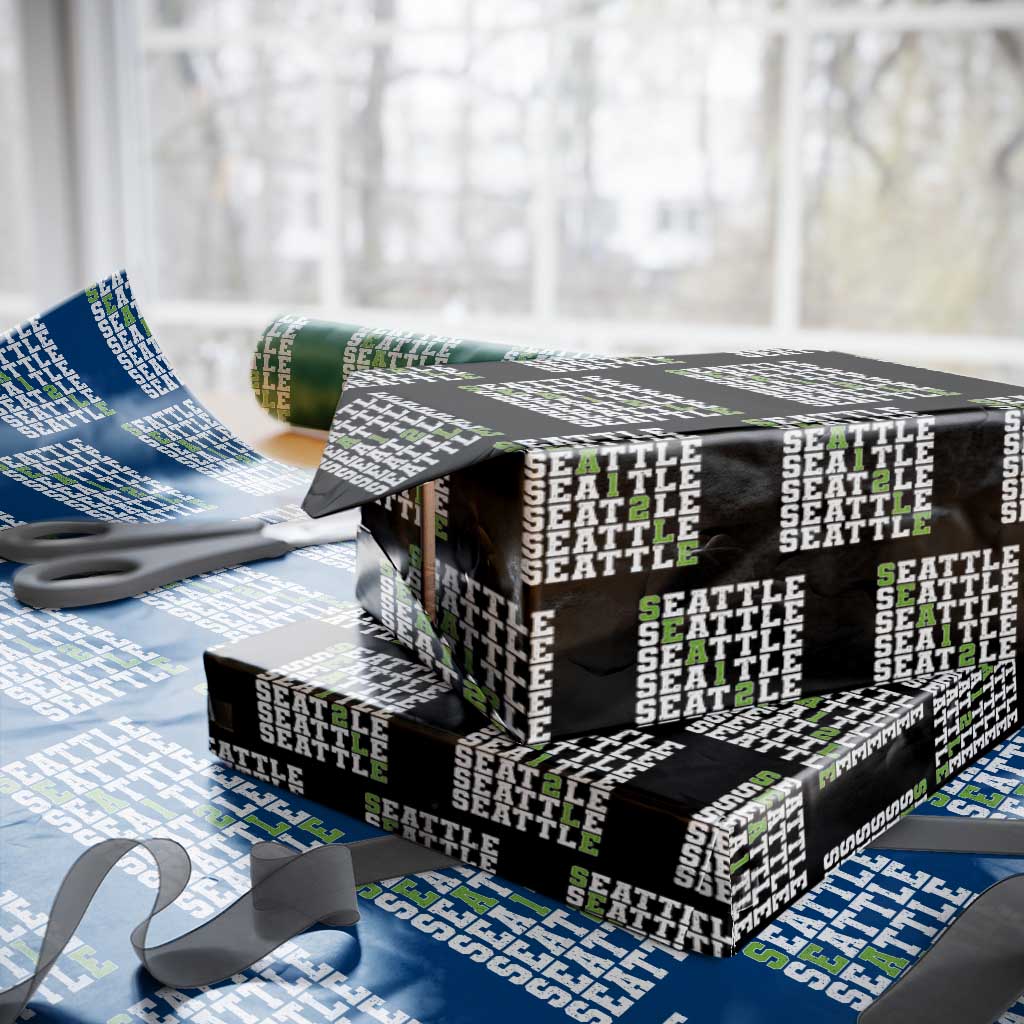 Seattle Fan 12 Athletic Number Wrapping Paper Roll City Football Game Day TS11 Black Print Your Wear