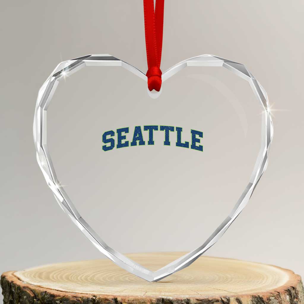 Seattle Fan Heart Crystal Glass Ornament Vintage Athletic Sports City Game Day TS11 Transparent Glass 3'' Heart Print Your Wear
