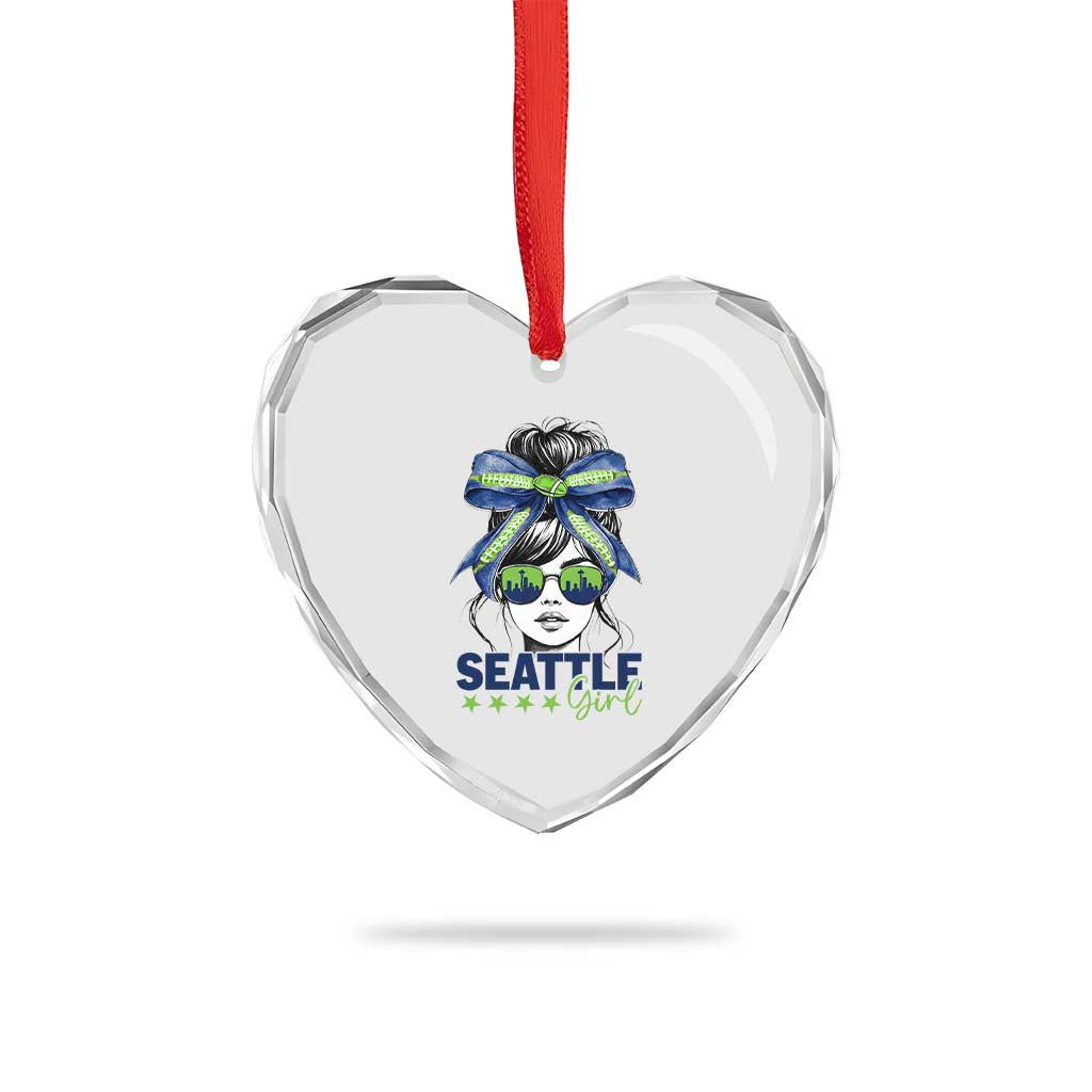 Seattle Girl Heart Crystal Glass Ornament Funny Sport Fan Game Day Messy Bun TS11 Print Your Wear