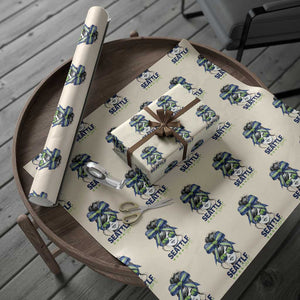 Seattle Girl Wrapping Paper Roll Funny Sport Fan Game Day Messy Bun TS11 Beige Print Your Wear