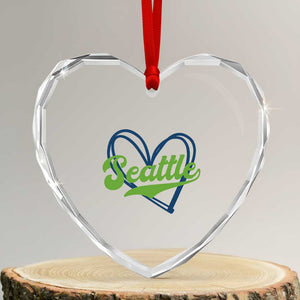 Seattle Heart Blue and Green Game Day Sports Fan Heart Crystal Glass Ornament TS02 Transparent Glass 3'' Heart Print Your Wear