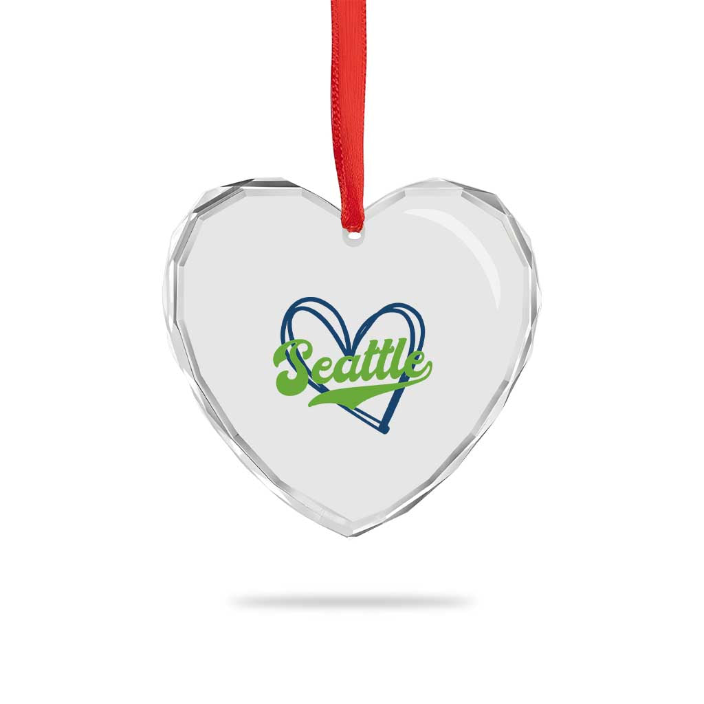 Seattle Heart Blue and Green Game Day Sports Fan Heart Crystal Glass Ornament TS02 Print Your Wear