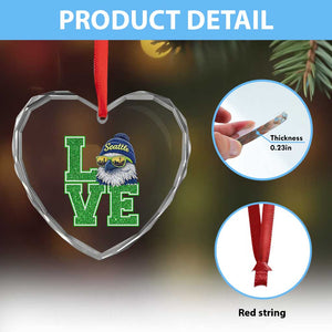 Seattle LOVE Hawk Graphic Heart Crystal Glass Ornament Blue and Green Game Day Sports Fan TS02 Print Your Wear