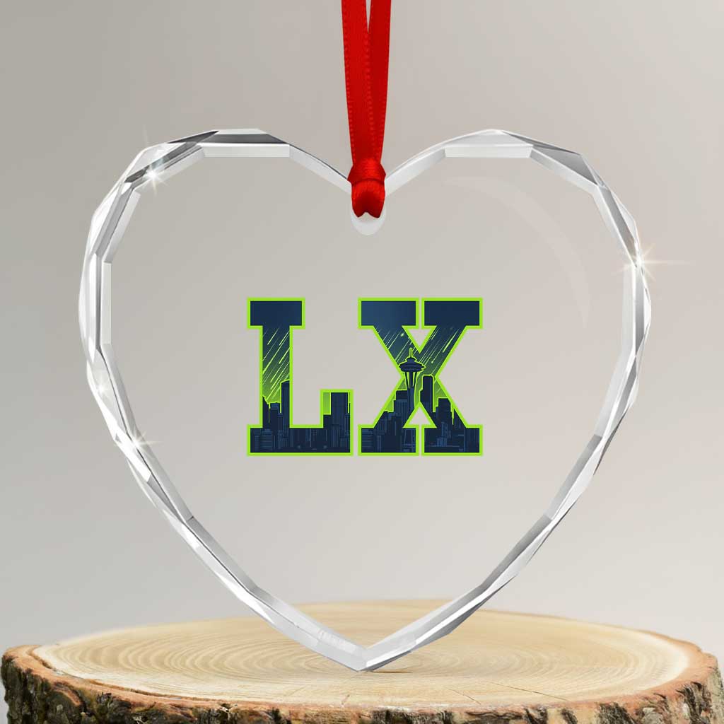 Seattle LX Game Day Washington Space Needle Skyline Heart Crystal Glass Ornament TS11 Transparent Glass 3'' Heart Print Your Wear