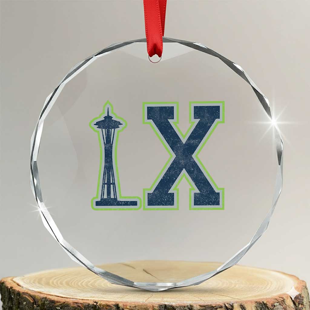 Seattle LX Game Day Washington Space Needle Sport Fan Crystal Glass Ornament TS11 Transparent Glass 3'' Circle Print Your Wear
