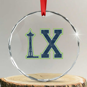 Seattle LX Game Day Washington Space Needle Sport Fan Crystal Glass Ornament TS11 Transparent Glass 3'' Circle Print Your Wear