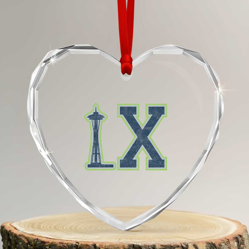 Seattle LX Game Day Washington Space Needle Sport Fan Heart Crystal Glass Ornament TS11 Transparent Glass 3'' Heart Print Your Wear