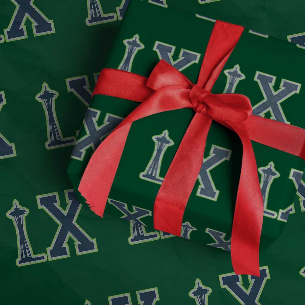 Seattle LX Game Day Washington Space Needle Sport Fan Wrapping Paper Roll TS11 Green Print Your Wear