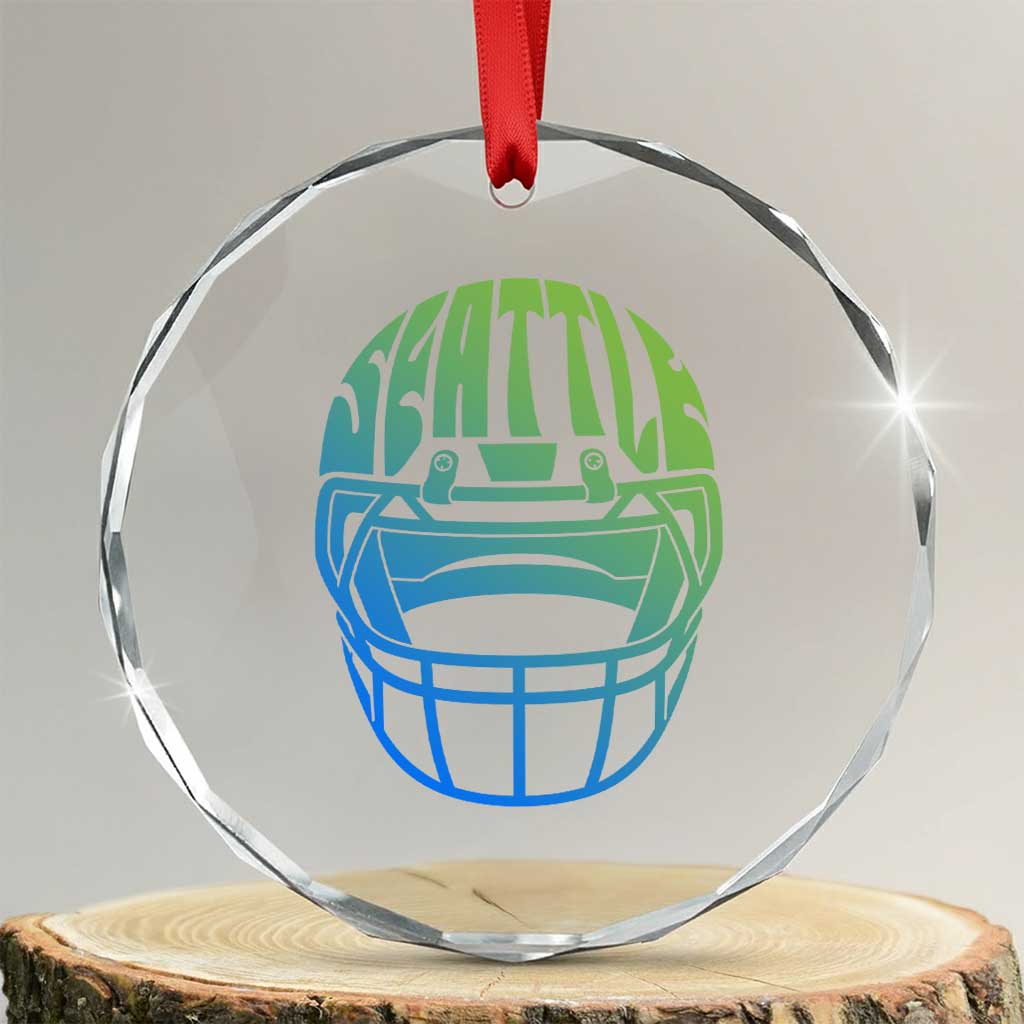 Seattle Northwest Fan Pride Crystal Glass Ornament Vintage Football Helmet Sports Graphic TS12 Transparent Glass 3'' Circle Print Your Wear