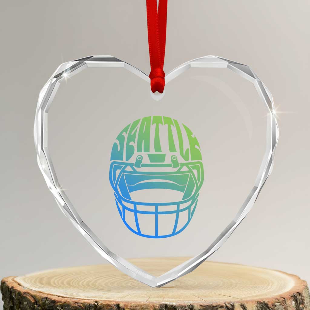 Seattle Northwest Fan Pride Heart Crystal Glass Ornament Vintage Football Helmet Sports Graphic TS12 Transparent Glass 3'' Heart Print Your Wear