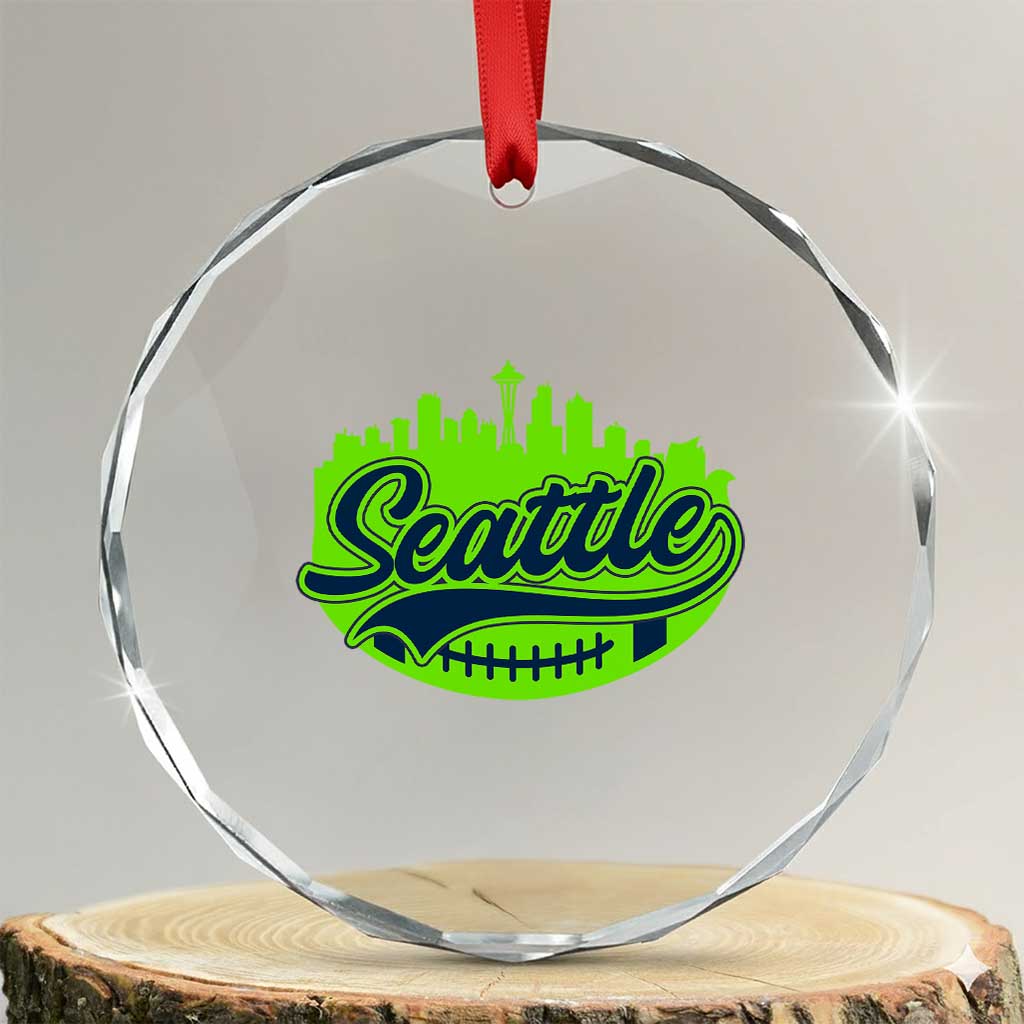 Seattle Pride Skyline Football Lover Crystal Glass Ornament Game Day Sports Fan TS02 Transparent Glass 3'' Circle Print Your Wear