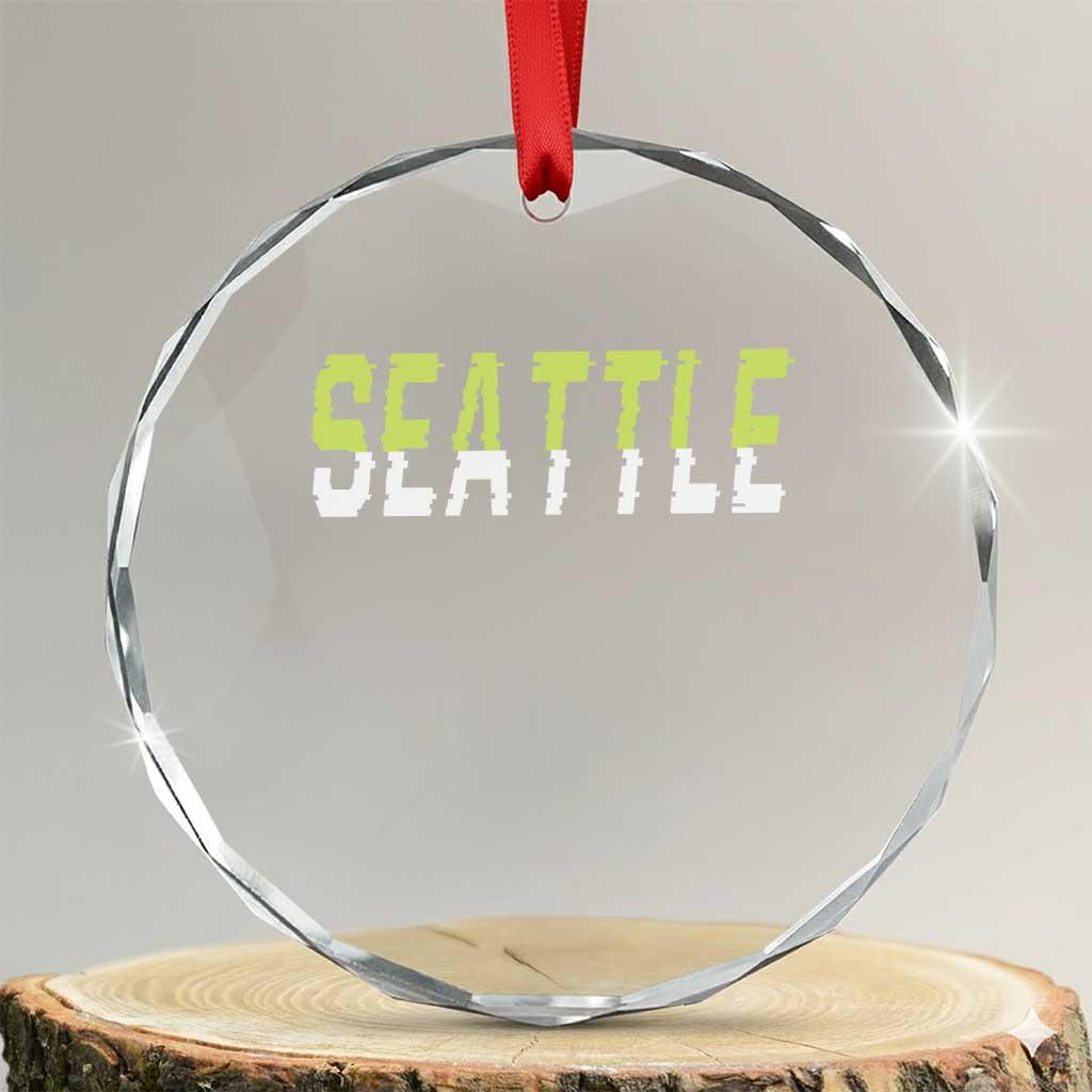 Seattle Retro Glitch Fan Gift Crystal Glass Ornament Proud Northwest 12s Fan TS12 Transparent Glass 3'' Circle Print Your Wear
