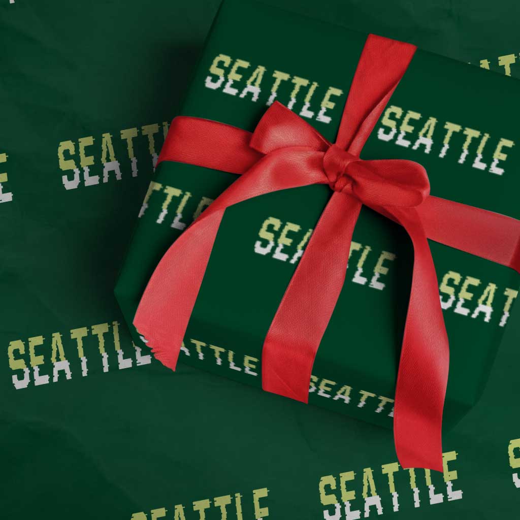 Seattle Retro Glitch Fan Gift Wrapping Paper Roll Proud Northwest 12s Fan TS12 Green Print Your Wear