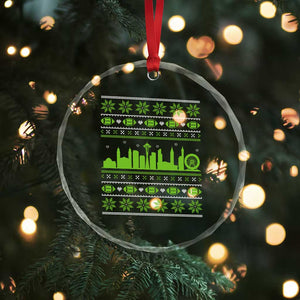 Seattle Skyline Game Day Crystal Glass Ornament Ugly Christmas Football Fan Gift