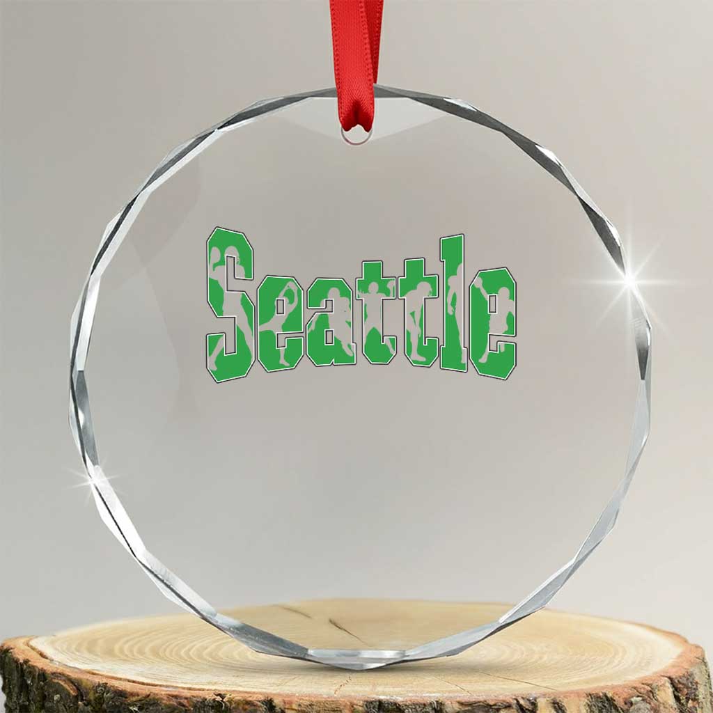 Seattle Sports Player Silhouette Crystal Glass Ornament Gift For Football Lovers TS12 Transparent Glass 3'' Circle Print Your Wear