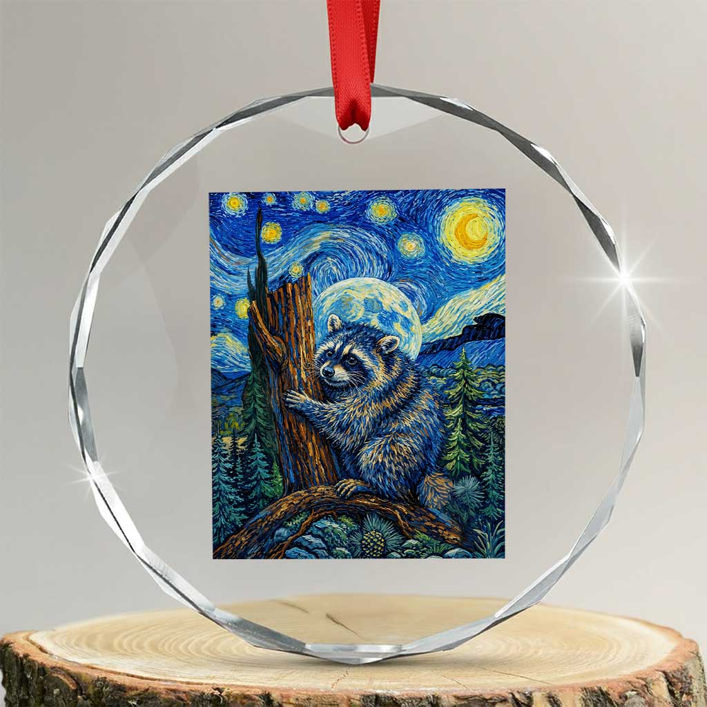 Seattle Trash Panda Starry Night Graphic Crystal Glass Ornament Funny Short King Raccoon TS12 Transparent Glass 3'' Circle Print Your Wear