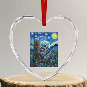 Seattle Trash Panda Starry Night Graphic Heart Crystal Glass Ornament Funny Short King Raccoon