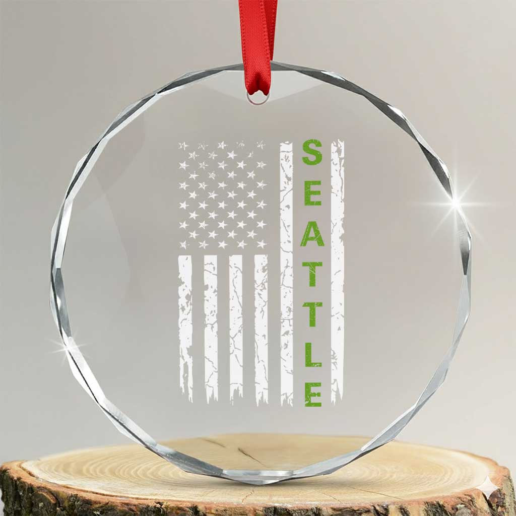 Seattle With American Flag Fan Pride Crystal Glass Ornament Gift For Sports Lovers TS12 Transparent Glass 3'' Circle Print Your Wear