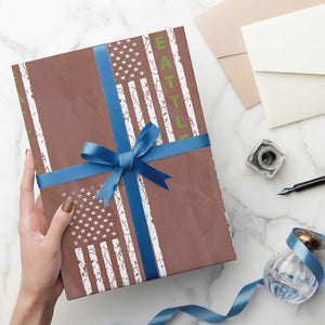 Seattle With American Flag Fan Pride Wrapping Paper Roll Gift For Sports Lovers TS12 Mocha Print Your Wear