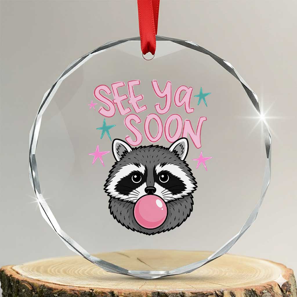 See Ya Soon Crystal Glass Ornament Funny Raccoon Summer Last Day Of School TS14 Transparent Glass 3'' Circle Print Your Wear