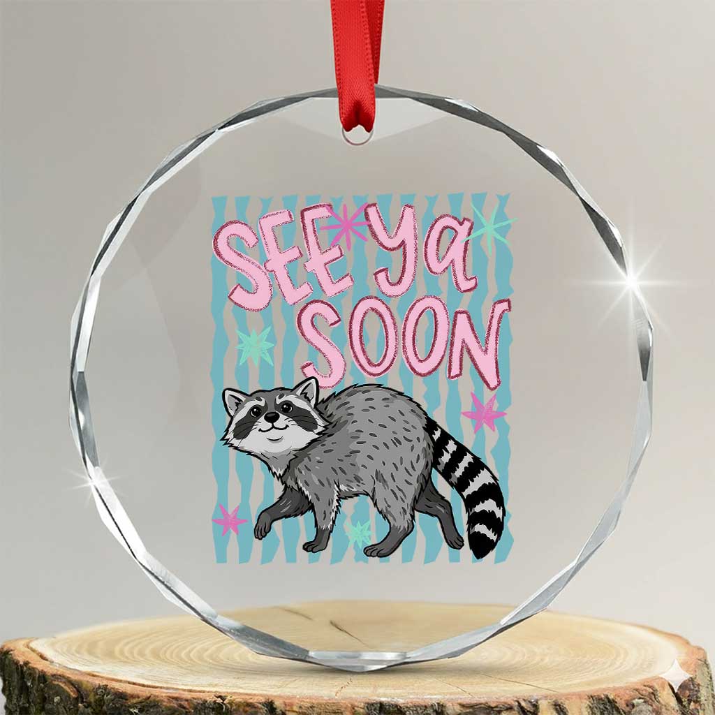 See Ya Soon Raccoon Crystal Glass Ornament Funny Last Day of School TS14 Transparent Glass 3'' Circle Print Your Wear