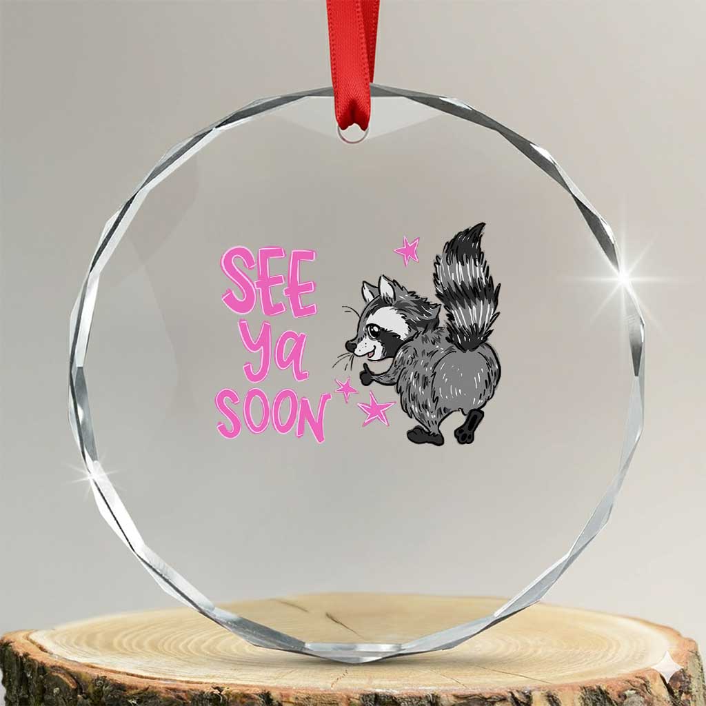 See Ya Soon Raccoon Crystal Glass Ornament Funny Last Day Of School TS14 Transparent Glass 3'' Circle Print Your Wear