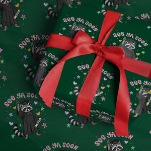 See Ya Soon Raccoon Wrapping Paper Roll Funny Raccoon Graduation 2026 TS14 Green Print Your Wear