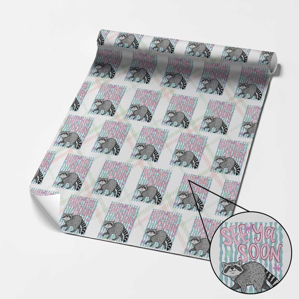 See Ya Soon Raccoon Wrapping Paper Roll Funny Last Day of School TS14 Christmas Plaid Print Your Wear