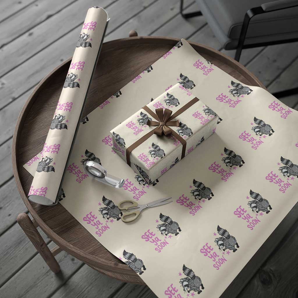 See Ya Soon Raccoon Wrapping Paper Roll Funny Last Day Of School TS14 Beige Print Your Wear