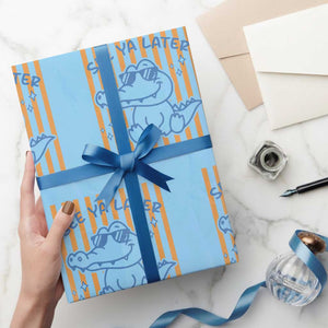 See You Later Alligator Wrapping Paper Roll Funny Last Day End of Year Teacher Summer Gift TS10 Light Blue Print Your Wear