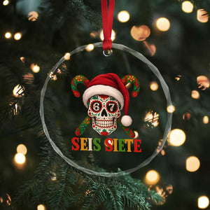 Seis Siete Christmas Meme Crystal Glass Ornament Sugar Skull 67 Santa Hat Candy Canes TS02 Print Your Wear