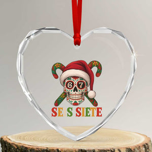 Seis Siete Christmas Meme Heart Crystal Glass Ornament Sugar Skull 67 Santa Hat Candy Canes TS02 Transparent Glass 3'' Heart Print Your Wear