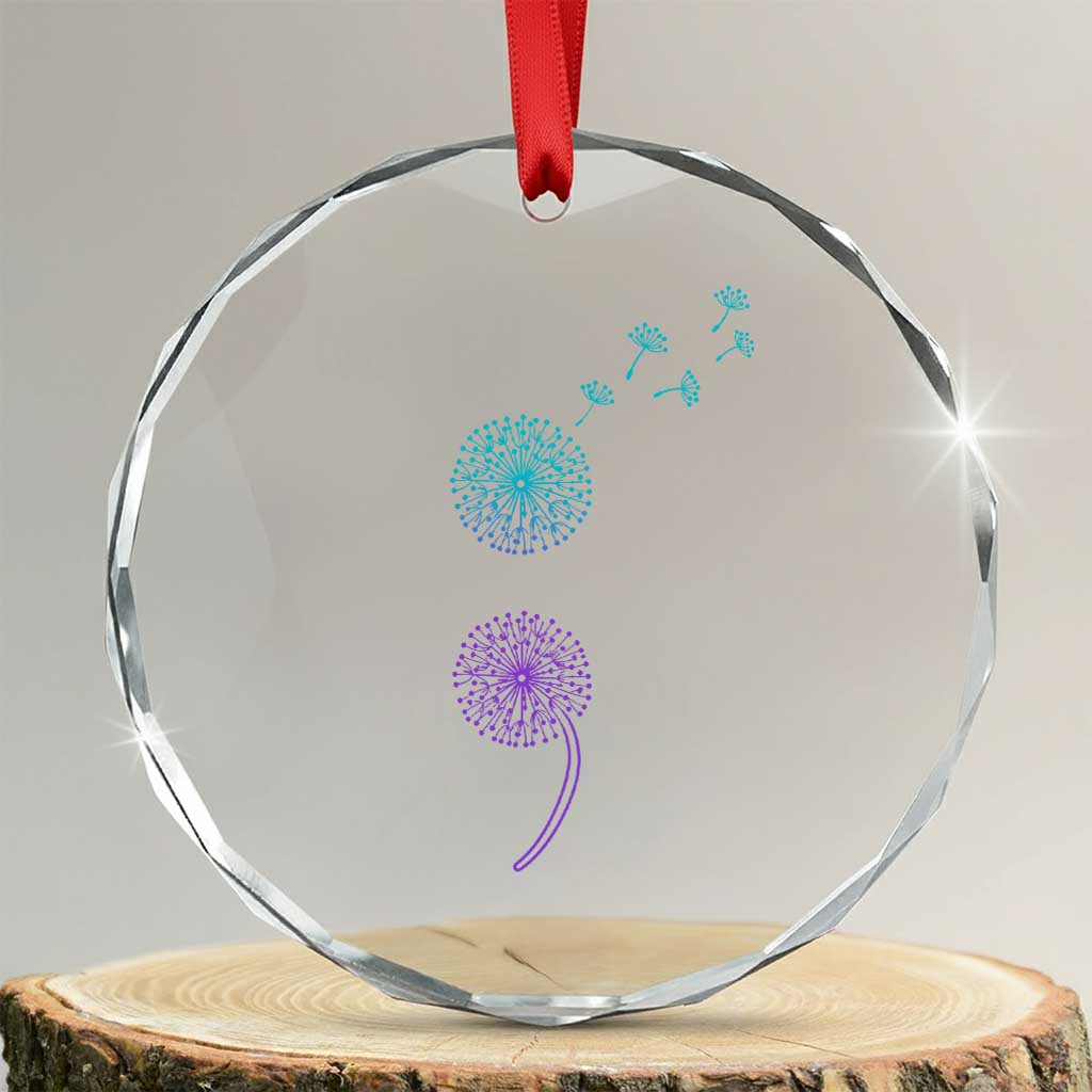 Semicolon Suicide Prevention Awareness Dandelion Graphic Crystal Glass Ornament