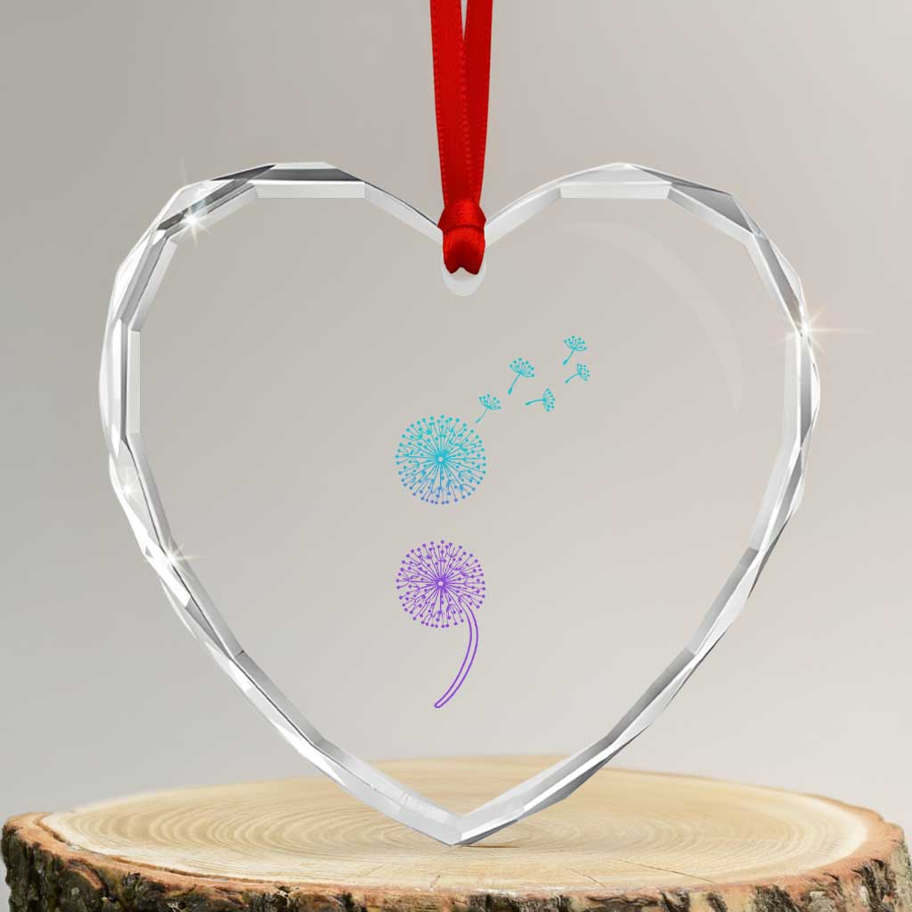 Semicolon Suicide Prevention Awareness Dandelion Graphic Heart Crystal Glass Ornament