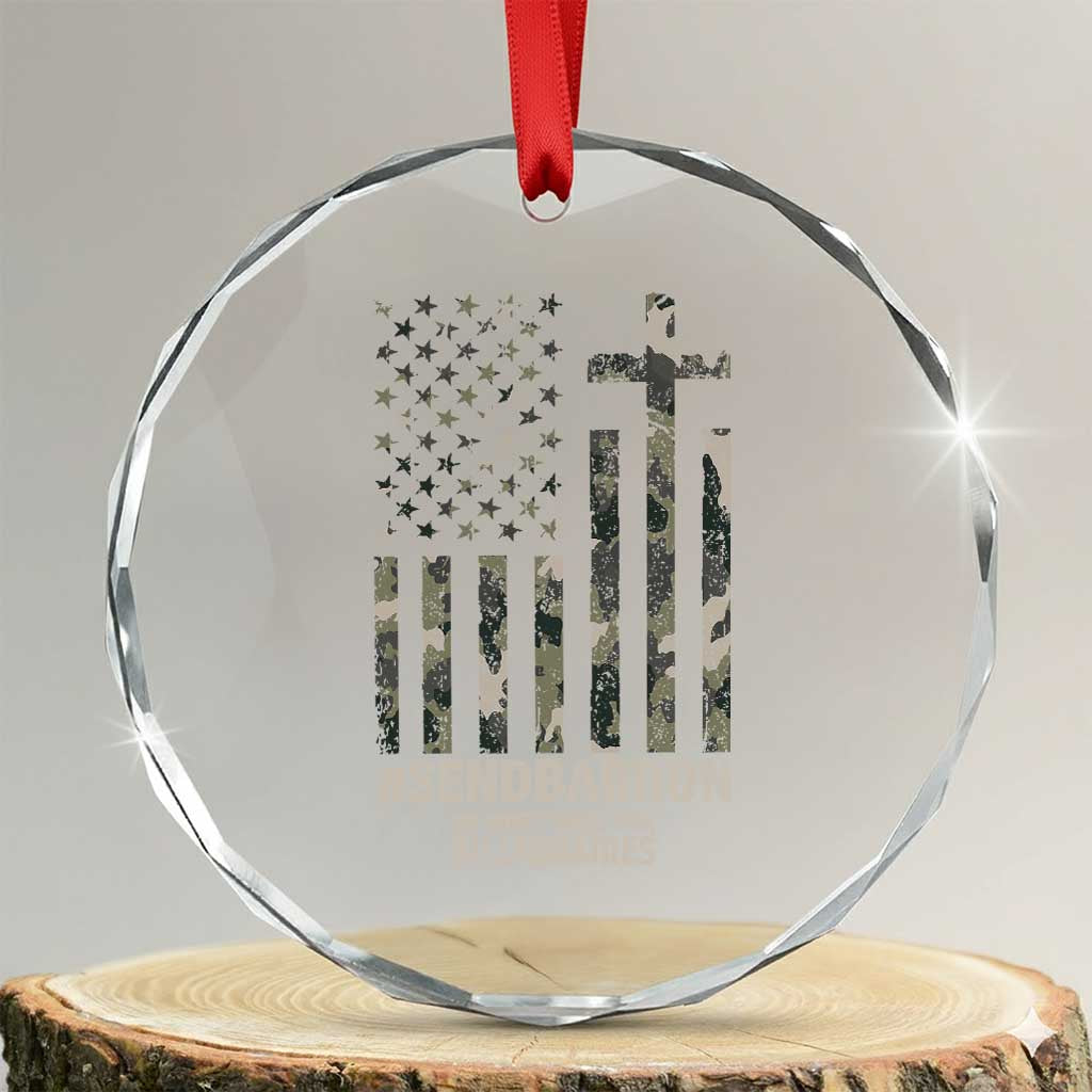 Send Barron Crystal Glass Ornament Vintage American Flag Camo Hashtag Protest Meme TS14 Transparent Glass 3'' Circle Print Your Wear