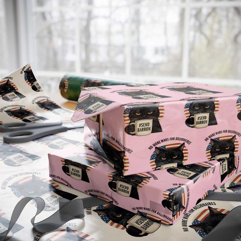Send Barron Meme Wrapping Paper Roll Funny Cat Sarcastic Political TS14 Light Pink Print Your Wear