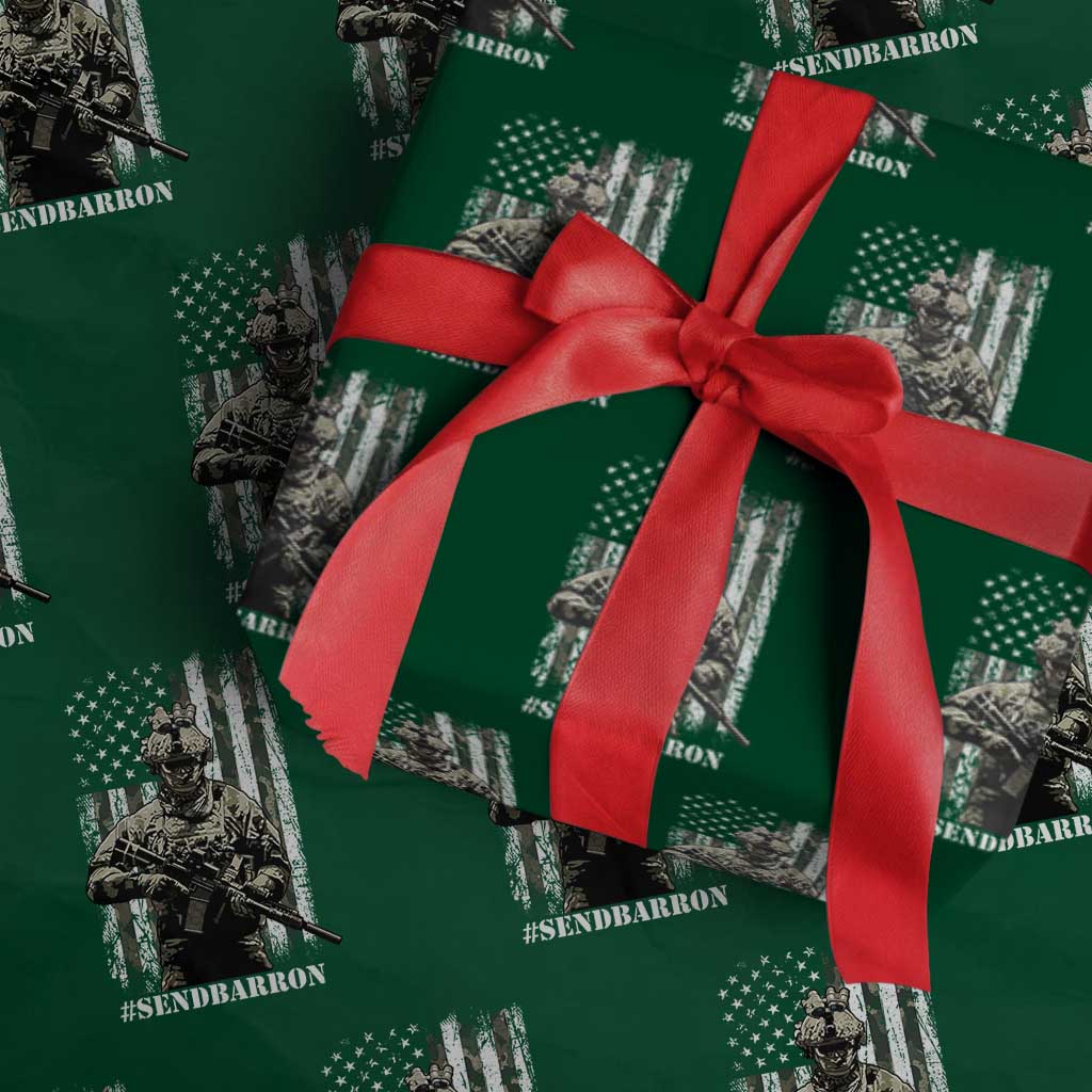 Send Barron Wrapping Paper Roll Sarcastic Political American Flag Camo Soldier TS14 Green Print Your Wear