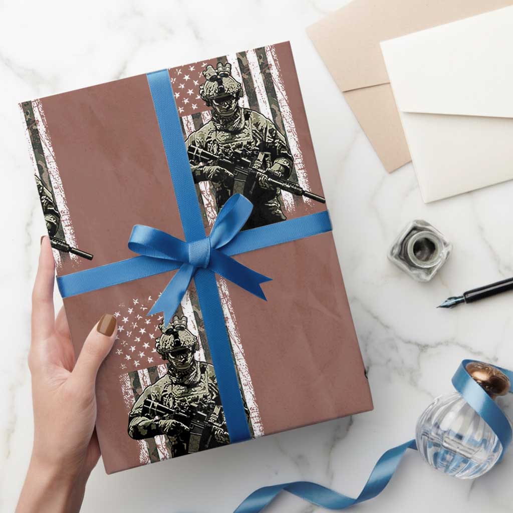 Send Barron Wrapping Paper Roll Sarcastic Political American Flag Camo Soldier TS14 Mocha Print Your Wear