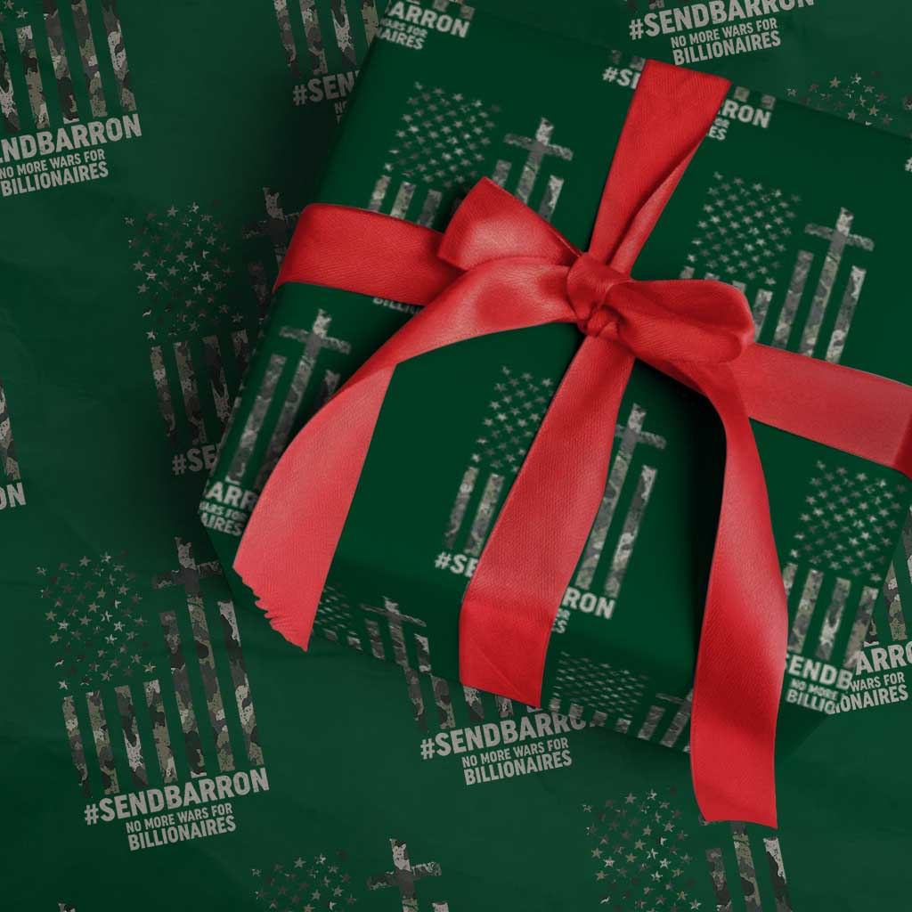 Send Barron Wrapping Paper Roll Vintage American Flag Camo Hashtag Protest Meme TS14 Green Print Your Wear