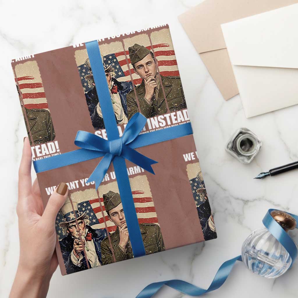 Send Barron Wrapping Paper Roll We Want You For US Army TS14 Mocha Print Your Wear