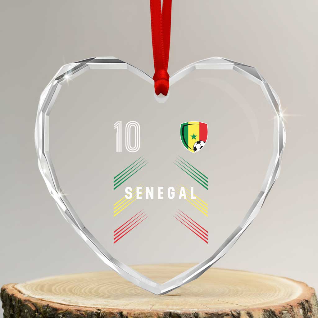 Senegal Soccer Sports Graphic Number 10 Jersey Style Heart Crystal Glass Ornament Proud Senegalese Football Fans Game Day Pride TS02 Transparent Glass 3'' Heart Print Your Wear