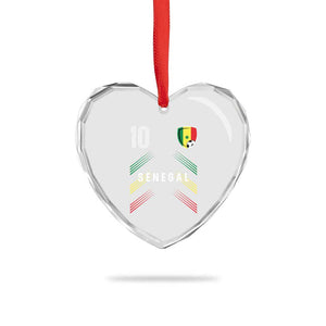 Senegal Soccer Sports Graphic Number 10 Jersey Style Heart Crystal Glass Ornament Proud Senegalese Football Fans Game Day Pride