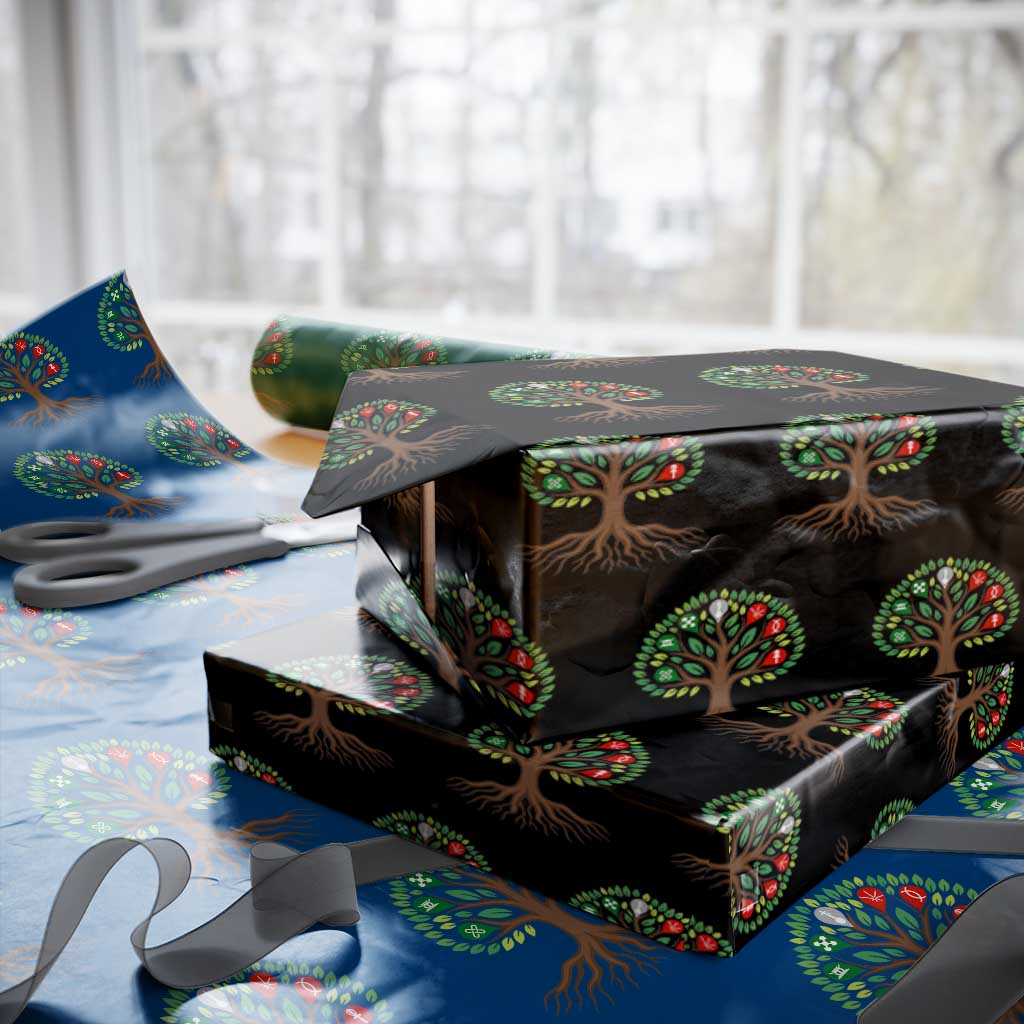 Seven Candles Of Kwanzaa Tree Of Life Wrapping Paper Roll African Heritage Gift TS12 Black Print Your Wear