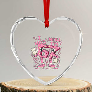 Seven Years Old Birthday Girl Heart Crystal Glass Ornament I Was 6 Now I Am 7 TS12 Transparent Glass 3'' Heart Print Your Wear