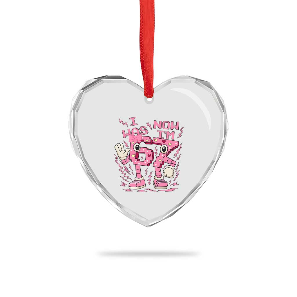 Seven Years Old Birthday Girl Heart Crystal Glass Ornament I Was 6 Now I Am 7 TS12 Print Your Wear