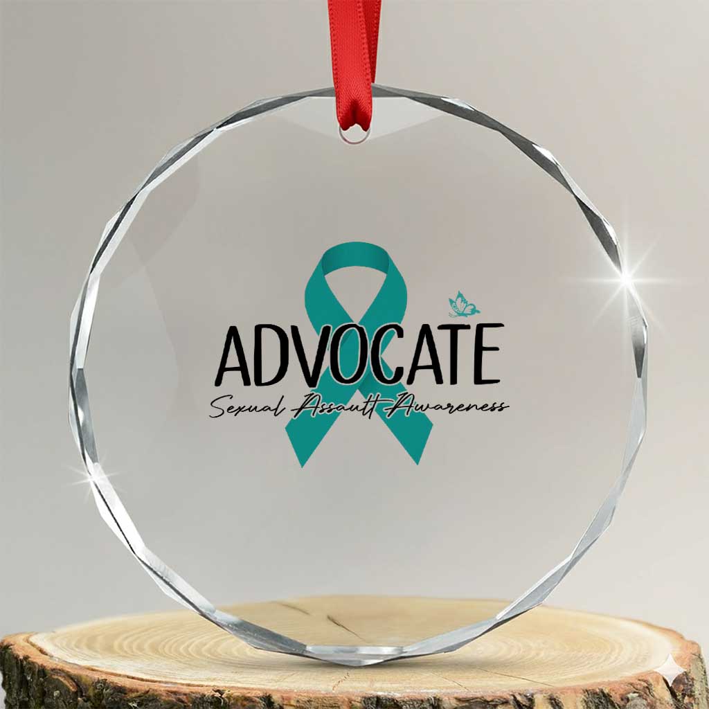 Sexual Assault Awareness Advocate Crystal Glass Ornament TS14 Transparent Glass 3'' Circle Print Your Wear
