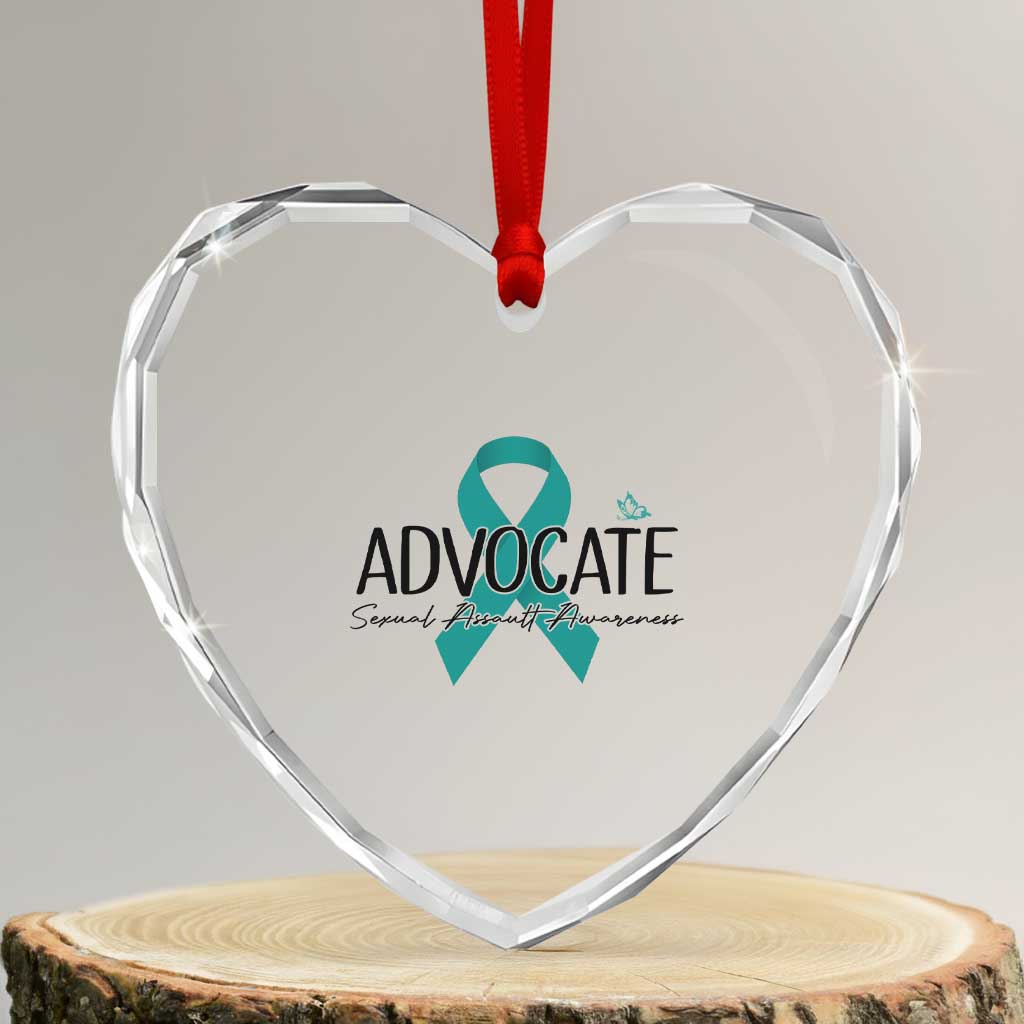 Sexual Assault Awareness Advocate Heart Crystal Glass Ornament TS14 Transparent Glass 3'' Heart Print Your Wear