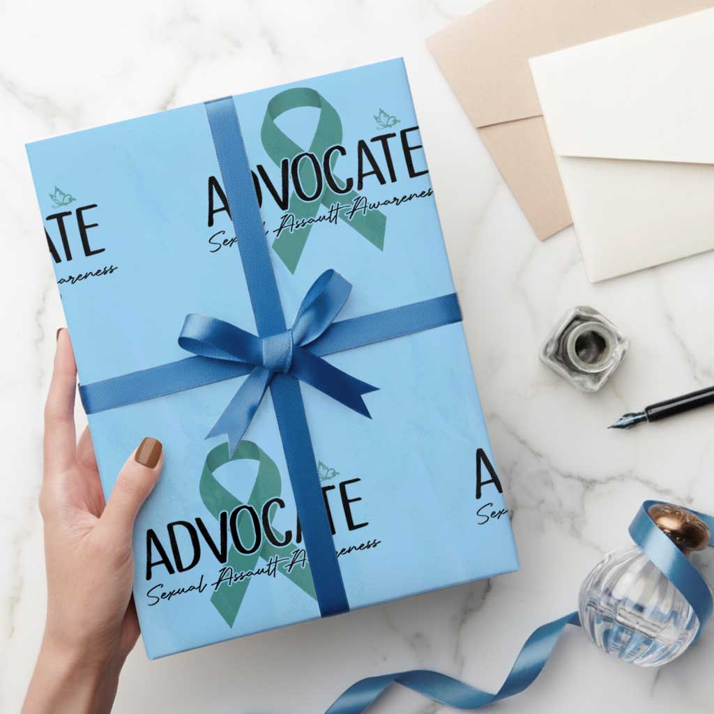 Sexual Assault Awareness Advocate Wrapping Paper Roll TS14 Light Blue Print Your Wear